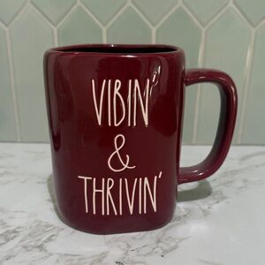 Rae Dunn Burgundy Vibin' & Thrivin' Mug